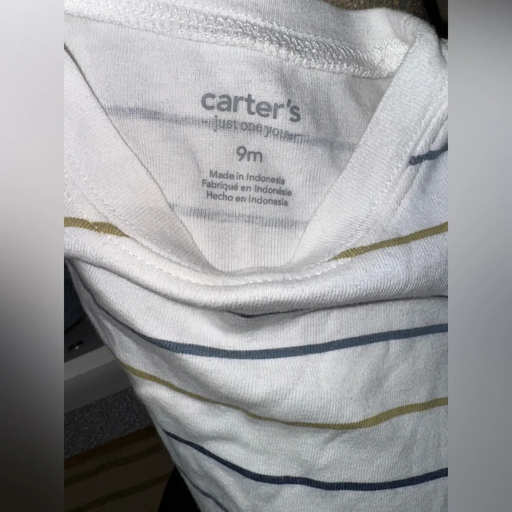 Carter’s 2 Piece Teddy Bear Overalls and Striped Shirt Set 6-9 Months - Picture 6 of 7